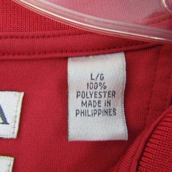 Tehama Red Diamond Weave Golf Polo Shirt Mens Size L Red Short Slv Hang Em Dry - Picture 9 of 13